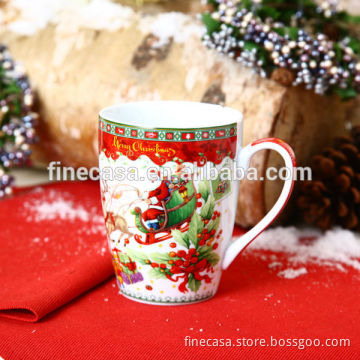 14OZ White Porcelain Bulk Christmas Mugs
